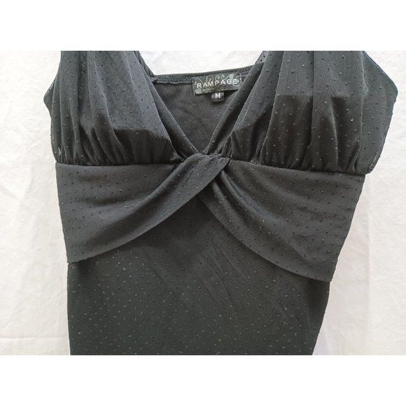 Rampage Black Empire Waist Halter Top Beaded Broach Pleated Bottom Womens Medium - Picture 3 of 14